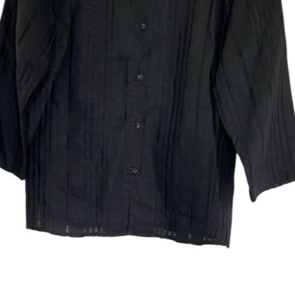 LAURA ASHLEY Button TOP 3/4 Sleeve BLACK Linen Size MP - Picture 5 of 8
